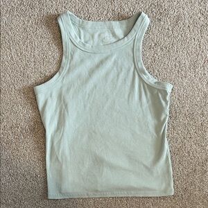No Boundaries Light Green Ribbed Tank Top